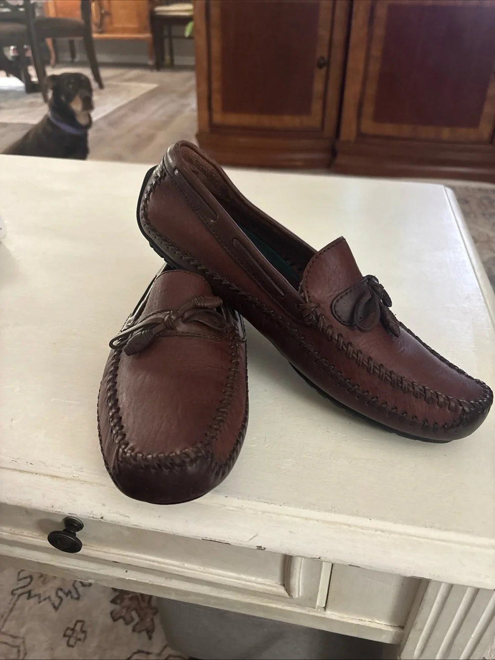 H S Trask Men's Brown Leather Moccasin Loafers 10.5 M